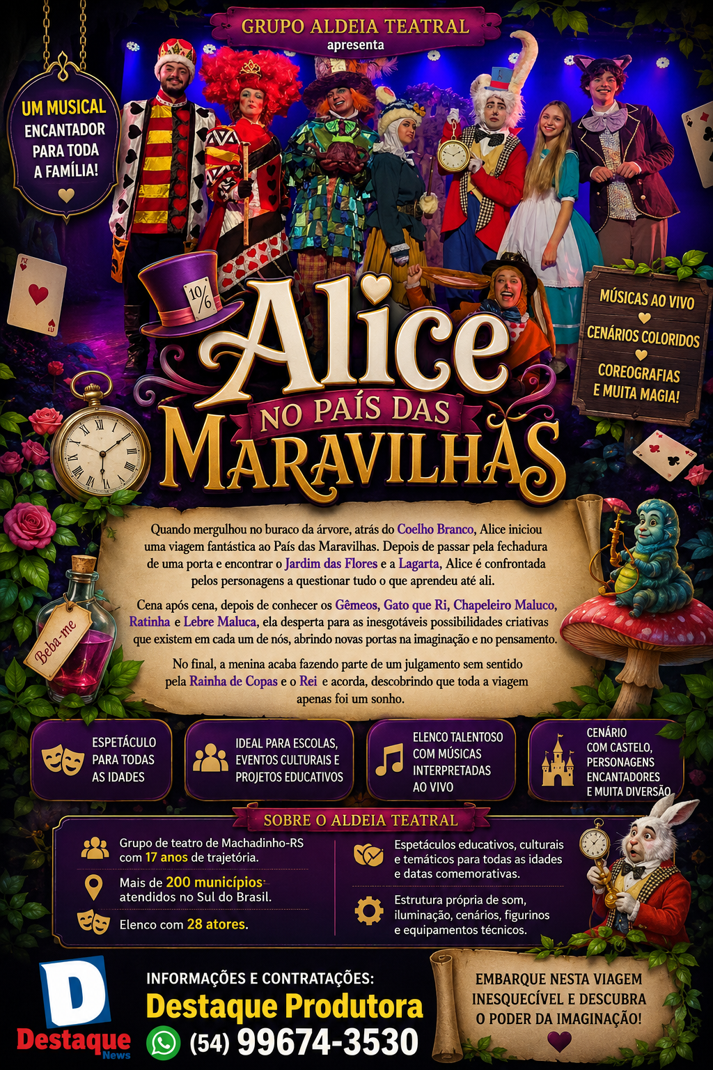 Card do espetáculo Alice no País das Maravilhas