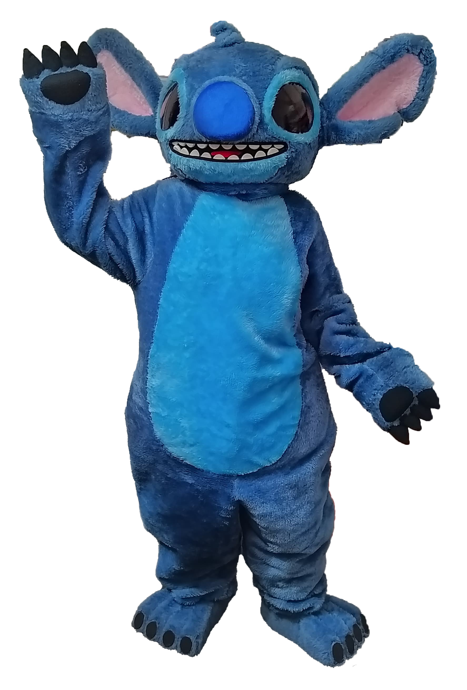Personagem azul acenando no Festival Infantil